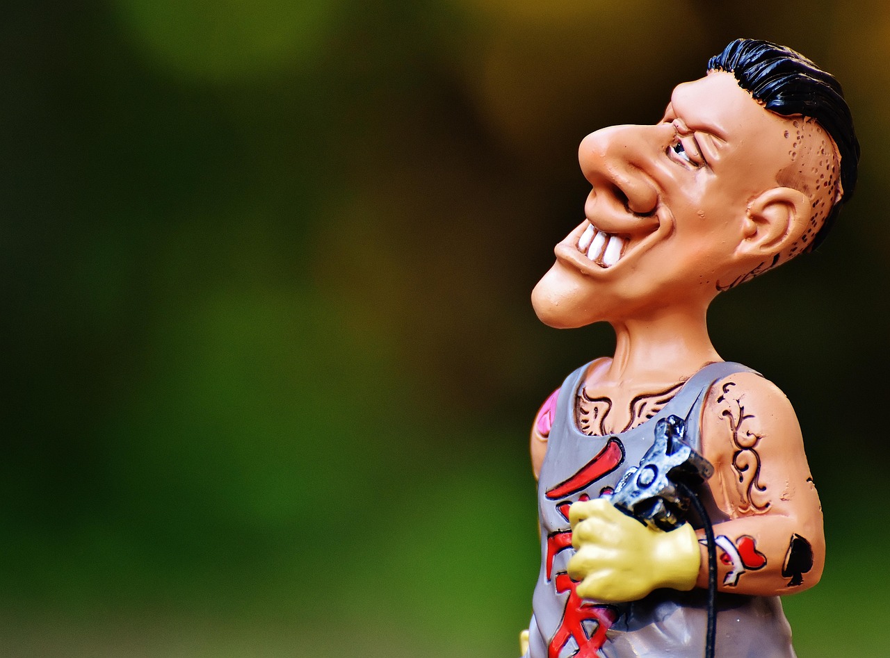 tattoo artist, figure, fun, man, funny, decoration, tattoo, deco