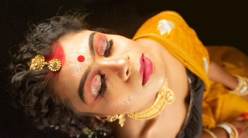 woman, bride, marriage, model, wedding, traditional, tradition, culture, tattoo, ethnic, design, decorative, gold, jewelry, young woman, woman portrait, indian