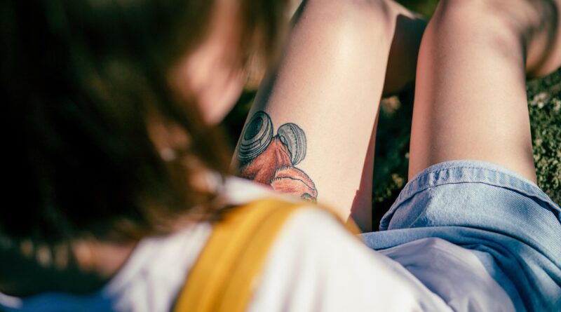 tattoo, young woman, nature, forest, summer, sunshine