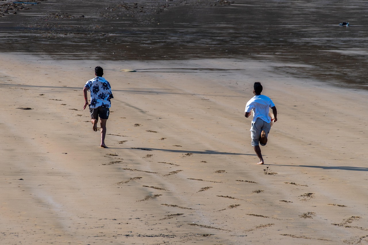 men, run, sprint, nature, competition, sports, beach, fun
