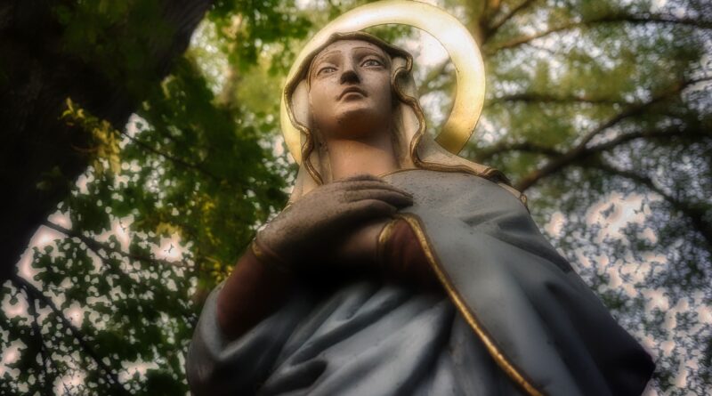 virgin mary statue, religious statue, blessed virgin mary, religion