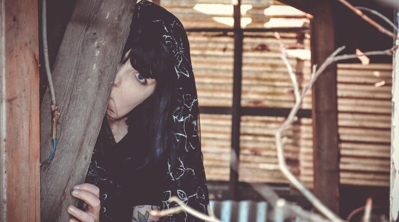 woman, face, eye, veil, black, hovel, hand, tattoo, look, pale, peek-a-boo