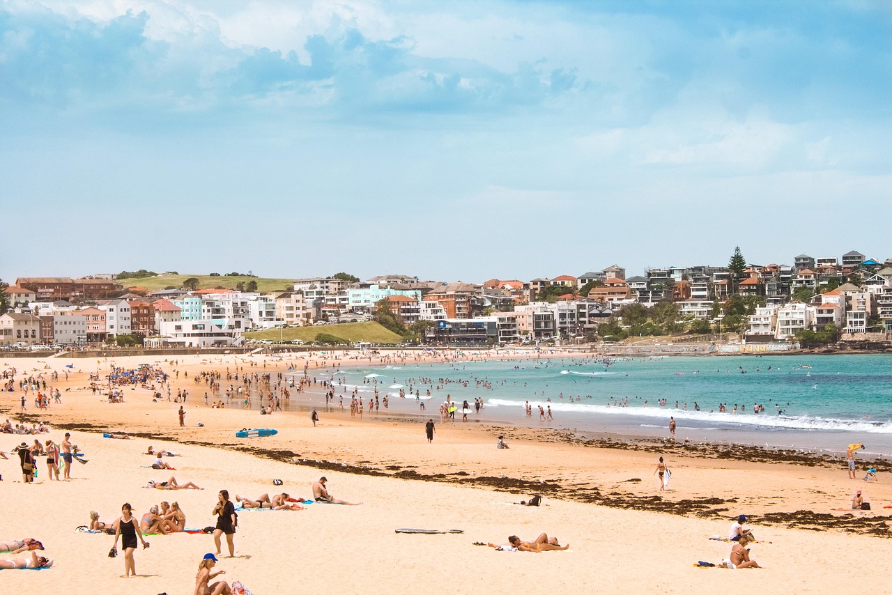 beach, sand, bondi, summer, sea, water, nature, holiday, coast, travel, blue, landscape, waves
