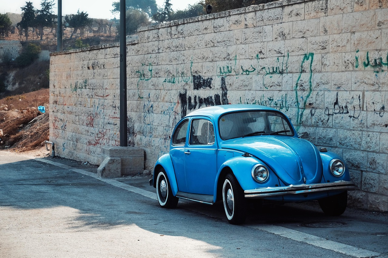 car, classic, beetle, bug car, blue, jerusalem, israel, street, life, corner street, roadside, pavements, tran thang nhat, car wallpapers, 5 plus english