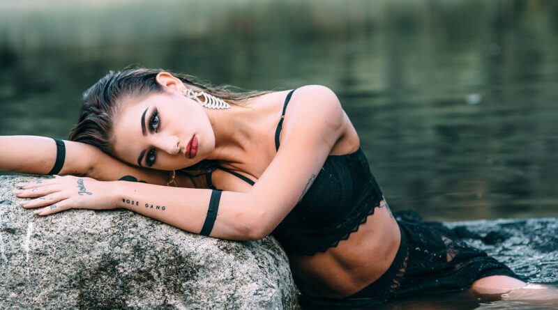 woman, lake, model, makeup, cosmetics, face, nature, relaxed, fashion, girl, outdoors, water, bathing, young woman, modeling, pose, posing, portrait