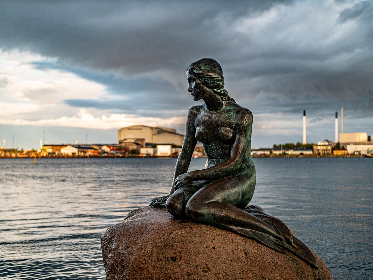 copenhagen, nature, denmark, the little mermaid, mermaid statue, statue, sea, monument, edvard eriksen